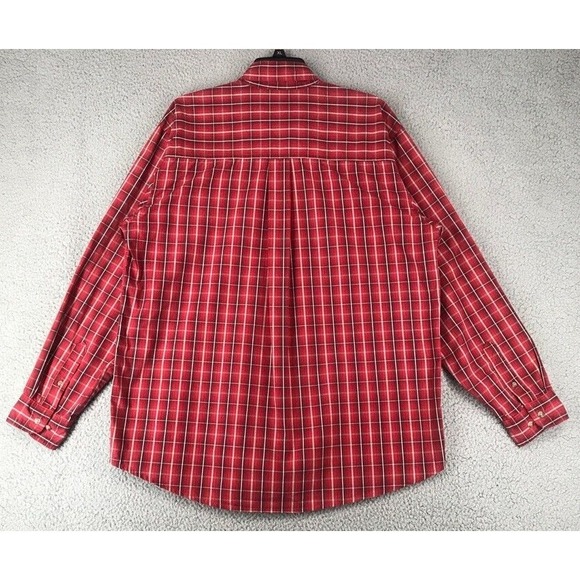 Wrangler Rugged Wear Shirt Size L Wrinkle Resist Long Sleeve Red Plaid - Picture 4 of 10